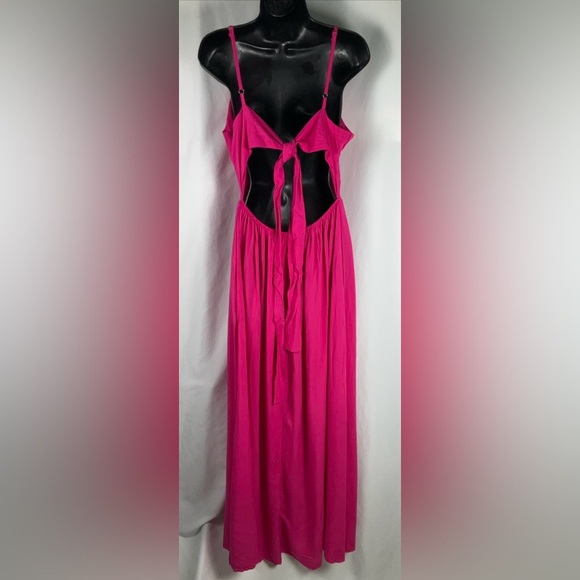 Cupshe Women’s Pink Long Dress Size Small Tied Back New With Tags - Picture 2 of 8